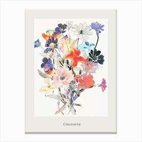 Cineraria 2 Collage Flower Bouquet Poster Canvas Print