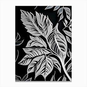 Wild Cherry Leaf Linocut Canvas Print