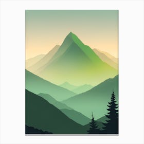 Misty Mountains Vertical Composition In Green Tone 166 Canvas Print
