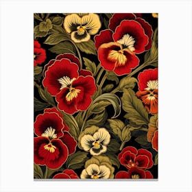 Winter Pansy 2 William Morris Style Winter Florals Canvas Print