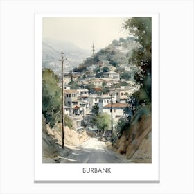 Burbank Watercolor 4 Travel Poster Canvas Print