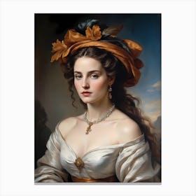 Elegant Classic Woman Portrait Painting (8) Canvas Print