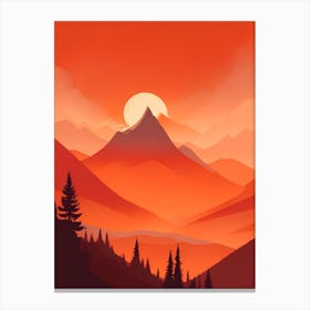 Misty Mountains Vertical Composition In Orange Tone 179 Canvas Print