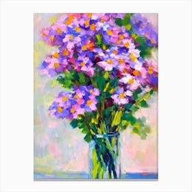 Forget Me Not Floral Abstract Block Colour 1 Flower Canvas Print