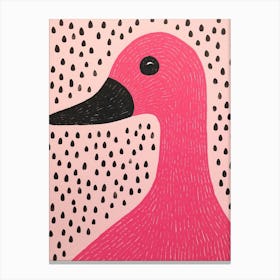 Pink Polka Dot Swan 3 Canvas Print