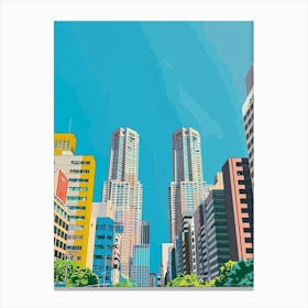 Tokyo Metropolitan Government Building 1 Colourful Illustration Canvas Print