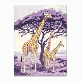 Herd Of Giraffe Cute Illustration  7 Canvas Print