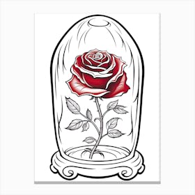 The Enchanted Rose (Beauty And The Beast) Fantasy Inspired Line Art 3 Canvas Print
