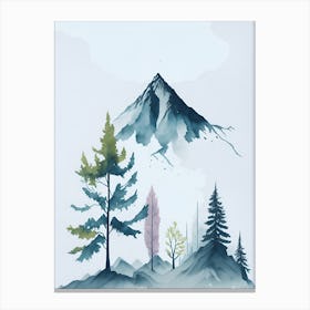 Mountain And Forest In Minimalist Watercolor Vertical Composition 288 Canvas Print