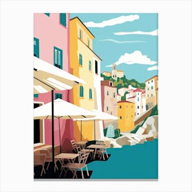 Cinque Terre, Italy, Flat Pastels Tones Illustration 3 Canvas Print