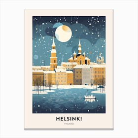 Winter Night  Travel Poster Helsinki Finland 2 Canvas Print