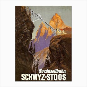 Drahtseilbahn, Switzerland Travel Poster Canvas Print