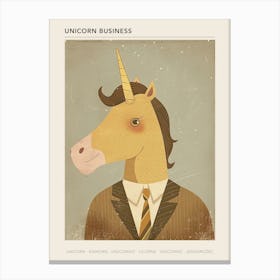 Unicorn In A Suit & Tie Mocha Muted Pastels 1 Poster Canvas Print