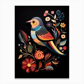 Folk Bird Illustration House Sparrow 3 Canvas Print