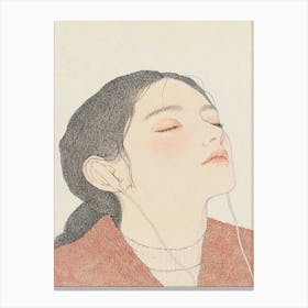 Girl With Earphones Canvas Print