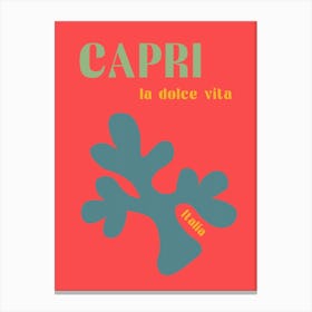 Capri La Dolce Vita, Reiseplakat Preppy Italy Kunst Canvas Print