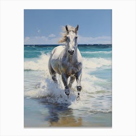 A Horse Oil Painting In Diani Beach, Kenya, Portrait 3 Canvas Print