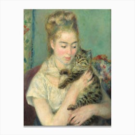 Woman With A Cat, Pierre Auguste Renoir Canvas Print