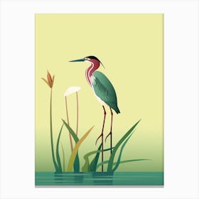 Minimalist Green Heron 1 Illustration Canvas Print