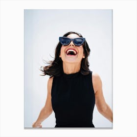 A Captivating Closeup Of A Woman Falling Into Laughter With Sheer Joy She Routinely Captures This (4) Canvas Print