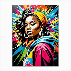Graffiti Mural Of Beautiful Hip Hop Girl 39 Canvas Print