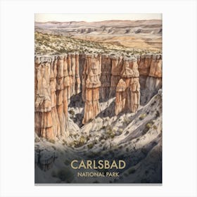 Carlsbad National Park Watercolour Vintage Travel Poster 3 Canvas Print