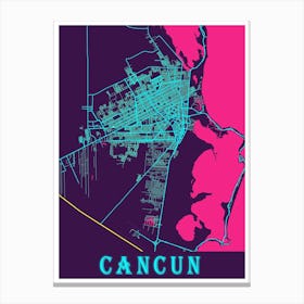 Cancun Map Poster 1 Canvas Print