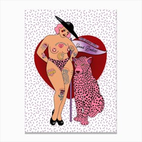 Tattooed Body Positive Babe And Leopard 2 Canvas Print