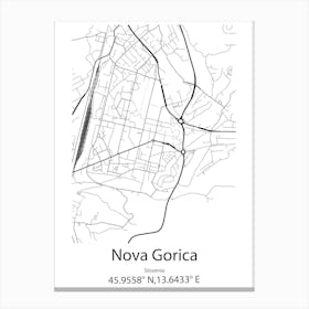 Nova Gorica,Slovenia Minimalist Map Canvas Print