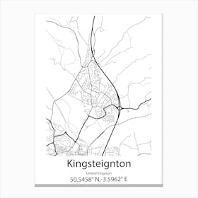 Kingsteignton,United Kingdom Minimalist Map Stampe su tela