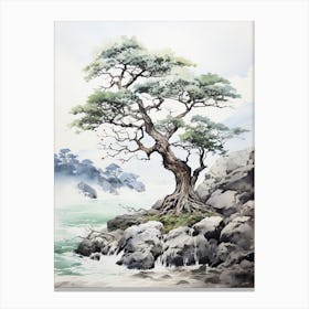 Iriomote Island In Okinawa, Japanese Brush Painting, Ukiyo E, Minimal 2 Canvas Print