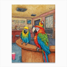 Parrots At The Bar Canvas Print