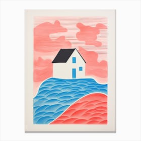 A House In Cape Cod, Abstract Risograph Style 1 Canvas Print