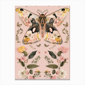 Pink Butterflies William Morris Style 8 Canvas Print