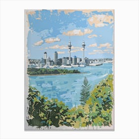 Travel Poster Happy Places Auckland 1 Canvas Print