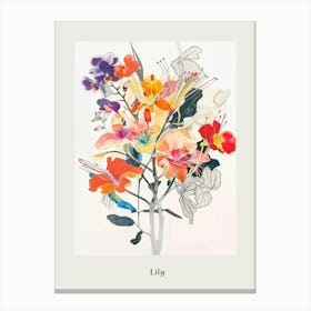 Lily 5 Collage Flower Bouquet Poster Canvas Print