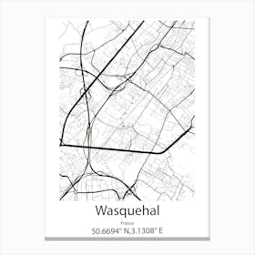 Wasquehal,France Minimalist Map Canvas Print