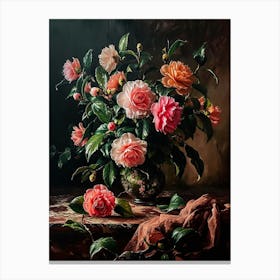 Baroque Floral Still Life Camellia 2 Canvas Print