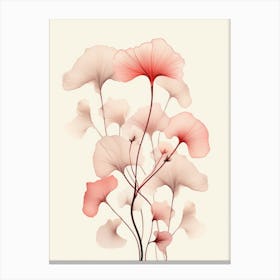 Pink Ginkgo Leaves Canvas Print