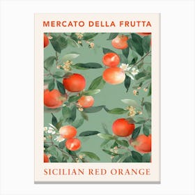 Sicilian Red Orange Fruit Market Poster Canvas Print