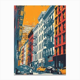 Soho South Of Houston Street New York Colourful Silkscreen Illustration 4 Canvas Print