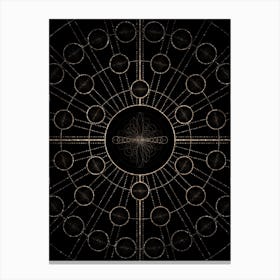 Geometric Glyph Radial Array in Glitter Gold on Black n.0195 Canvas Print