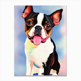 Boston Terrier Watercolour dog Canvas Print
