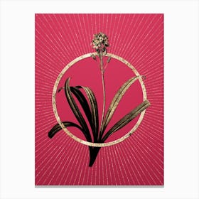 Gold Spanish Bluebell Glitter Ring Botanical Art on Viva Magenta n.0217 Canvas Print