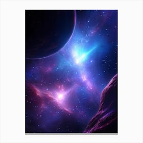 Deep Space Scene Featuring A Nebula With Hues Of Purples And Blues Stars Emitting A Soft Glow With (7) Leinwandbild