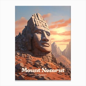 Mount Nemrut Turkey Royal Tomb Modern Travel Illustration Canvas Print