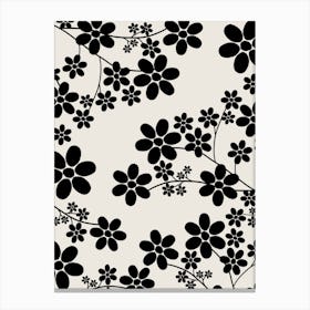 Cherry Blossom | 12 - Beige And Black Canvas Print