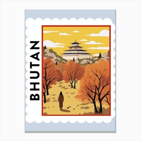 Bhutan 3 Travel Stamp Poster Canvas Print