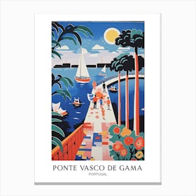 Ponte Vasco De Gama, Portugal, Colourful 2 Travel Poster Canvas Print