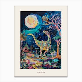 Colourful Dinosaur Painting Landscape 3 Poster Canvas Print